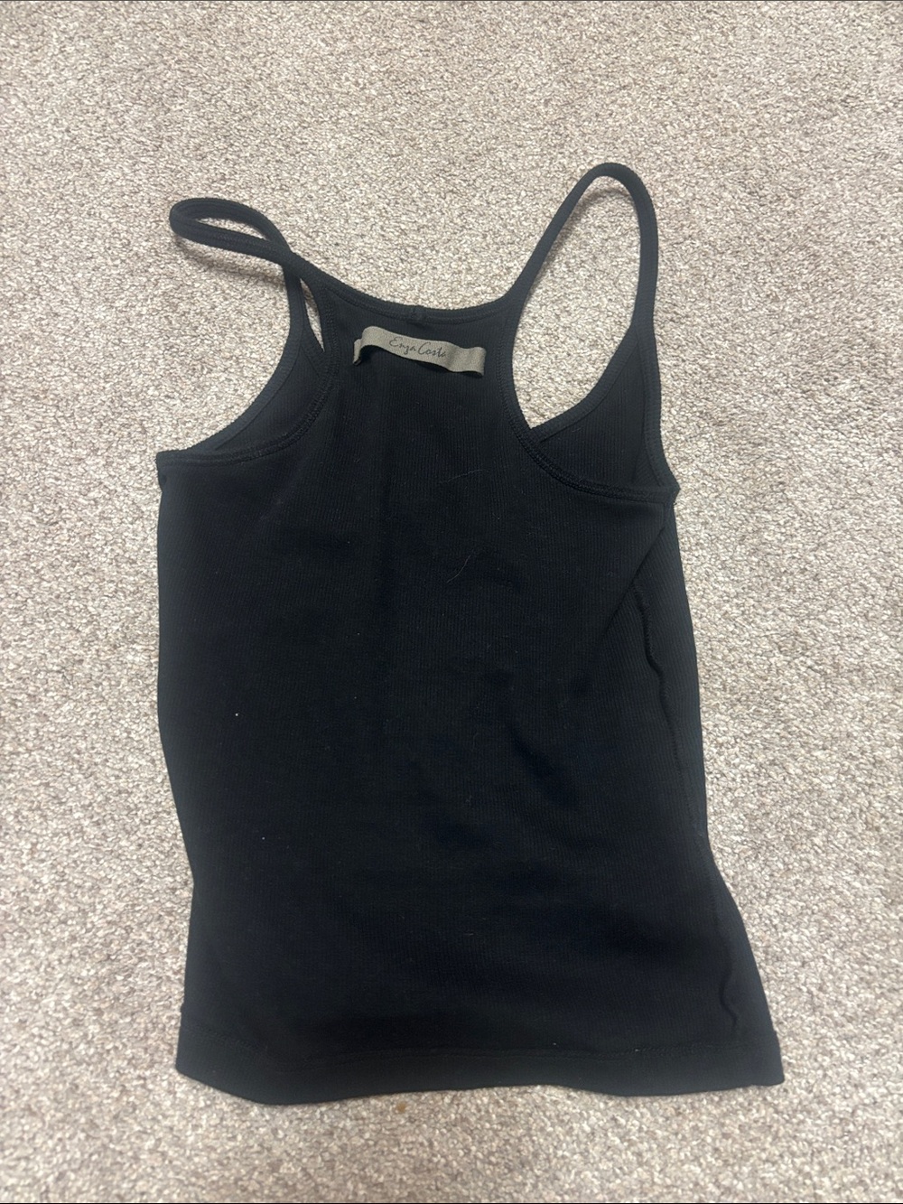 Enza Costa Black Ribbed Tank